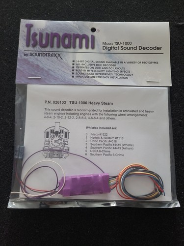  Ho Scale Soundtraxx Tsunami Model TSU 1000 Heavy Steam DCC Decoder 