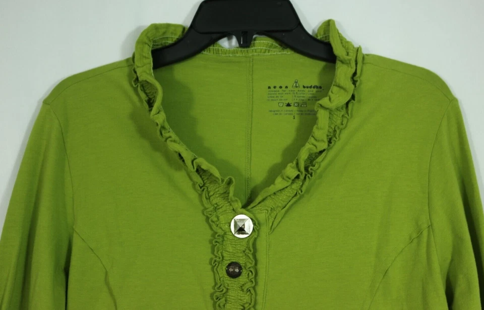 Cárdigan Buda Neón Talla S Mezcla de Botones de Metal Verde Brillante Mezcla de Algodón Foto 2 de 4