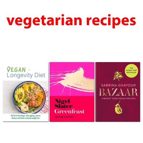 Vegetarian Recipe books set Bazaar Greenfeast Spring Summer Vegan