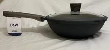 D&W Deane & White 11” Wok-Gray W/Wooden Long Handle Non-Stick W/Lid NWT