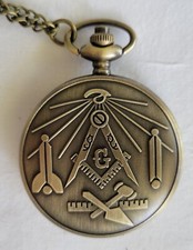The Free Masons Masonic Logo Bronze Finish Pendant Pocket Watch New Fast ship