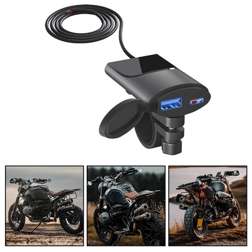 Motorrad Lenker Dual USB Steckdose Handy Ladegerät Adapter DC12V~4V Wasserdicht - Bild 18 von 23