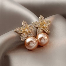 Fashion Elegant Pearl Dangle Drop Earrings for Women,Champagne Pearl Earrings