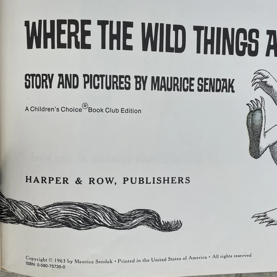 BOOK Where The Wild Things Are ~ Childrens Club Edition ~ Maurice Sendak 1963 Foto 2 de 4