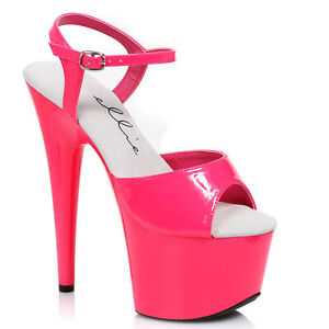 Ellie 709-SOLARIS Pink 7 inch Neon Stiletto Sexy Women&#039;s Club Platform Sandal