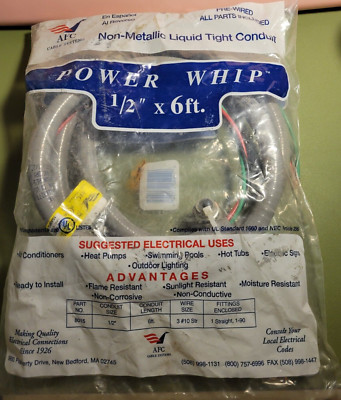 AFC Cable Systems 8015 Power Whip 1/2'' x 6' Non-Metallic Liquid Tight Conduit