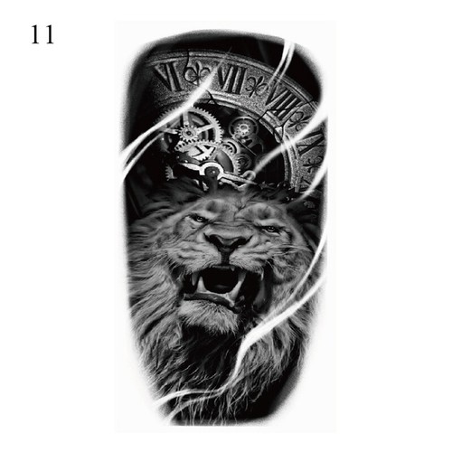 Women Men Temporary Tattoos Fake Sticker Waterproof Tiger Lion Wolf Leg Arm Art - Foto 27 di 78