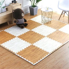 Wood Grain Foam Flooring Mats Interlocking Tile Kids Soft Play Mat For Home Yoga