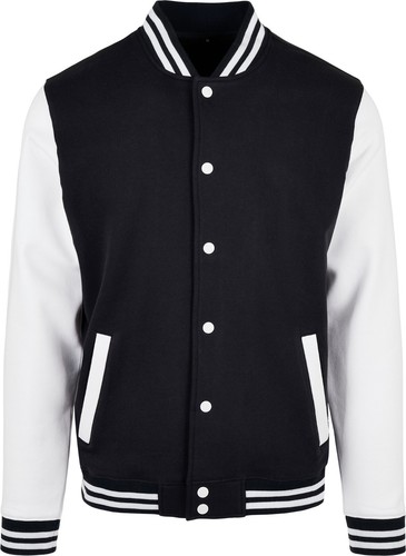 Veste de collège basique homme boutonnée noir/blanc Build Your Brand, taille XL