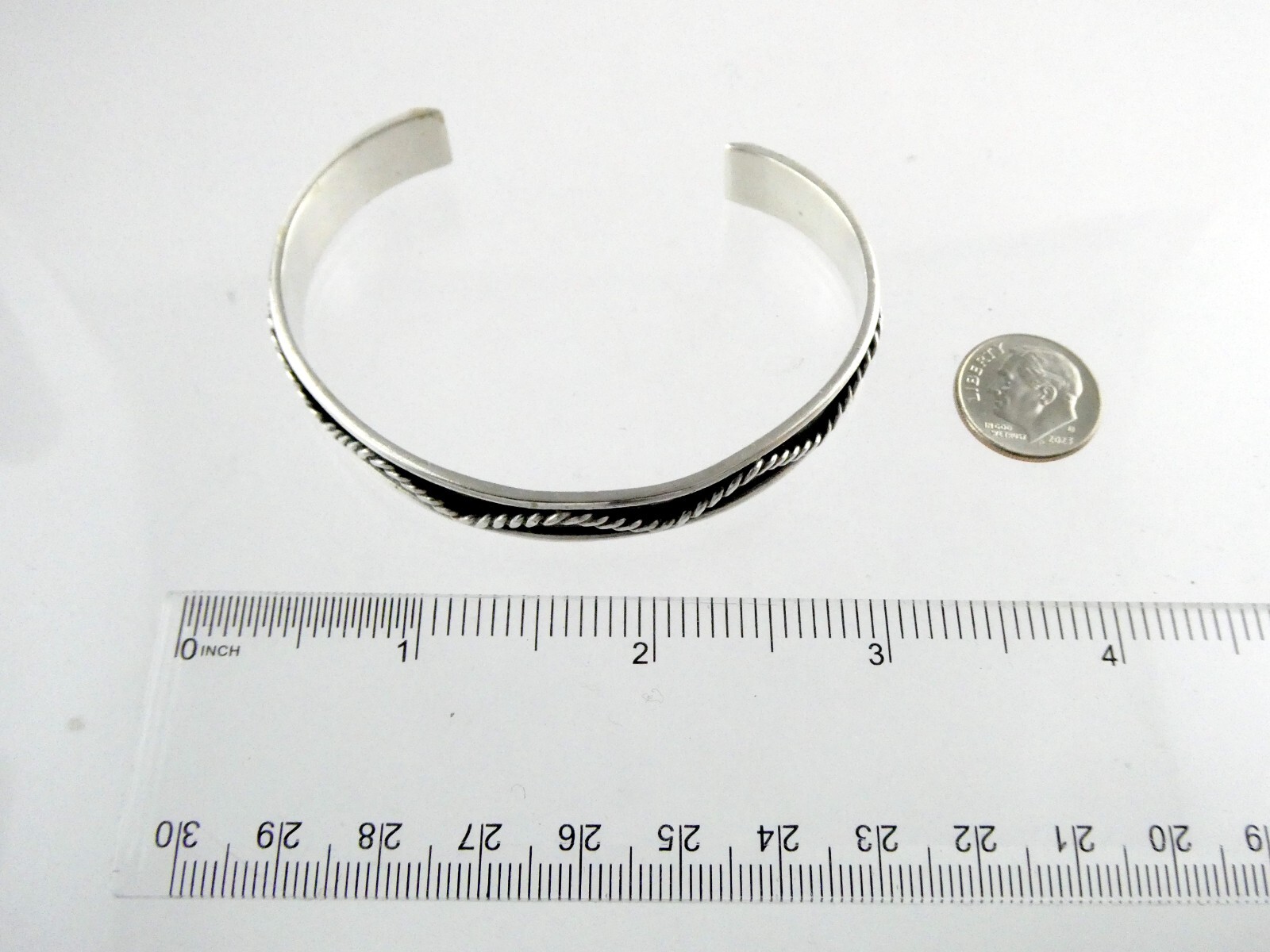 Sterling Silver Rope Pattern Design Cuff Bracelet… - image 11