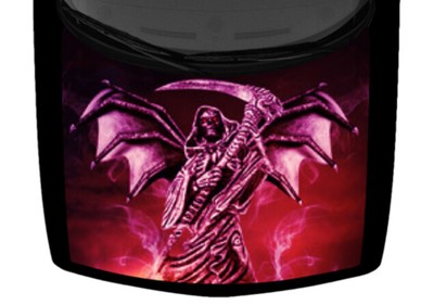 Winged Grim Reaper Smokey Scythe Truck Hood Wrap Vinyl Car Graphic Decal Violet 