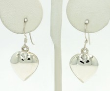 Sterling Silver Puffed Heart Drop Dangle Earrings