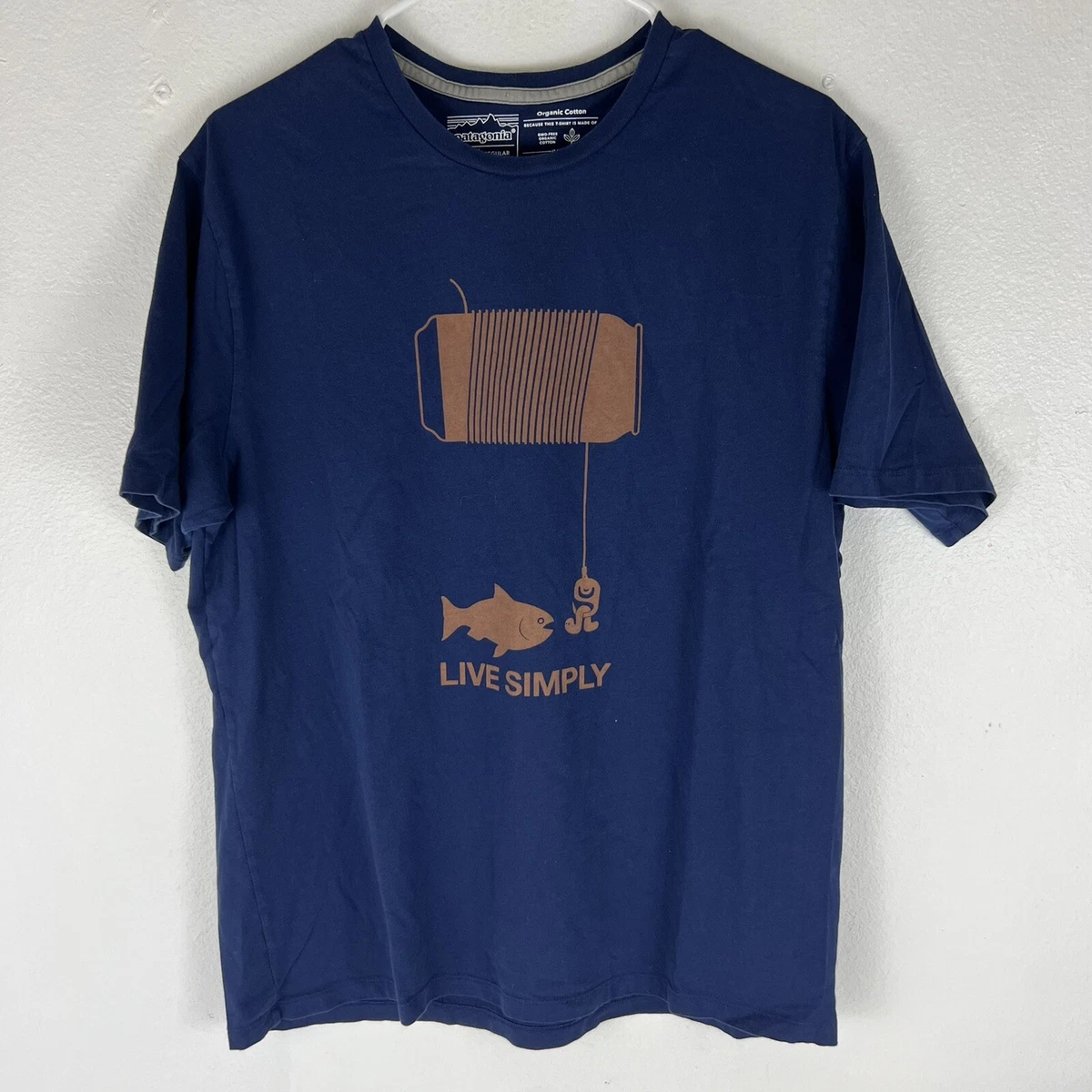 Patagonia Live Simply Blue Organic Cotton Fish Happy Hour T Shirt