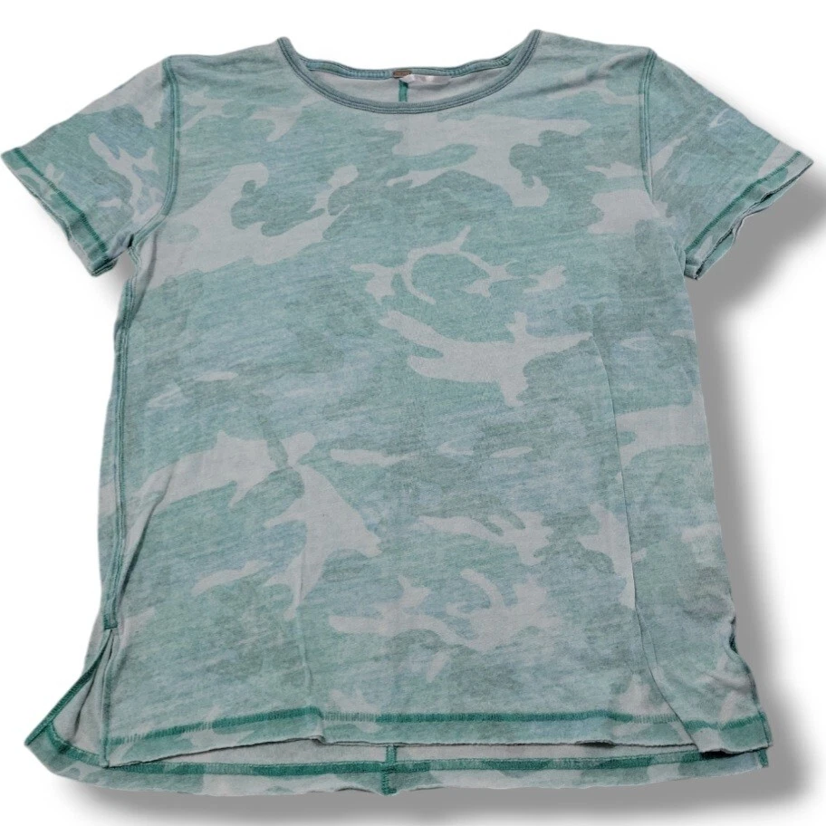 T-shirt Femme We The Free Free People Gris Camouflage - Manches Courtes, Petit (S)
