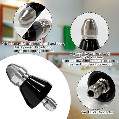 #ad #ad Sewer Cleaning Tool High pressure Nozzle 5000psi Pipe Cleaner 1 4Inch Connectoax $10.24