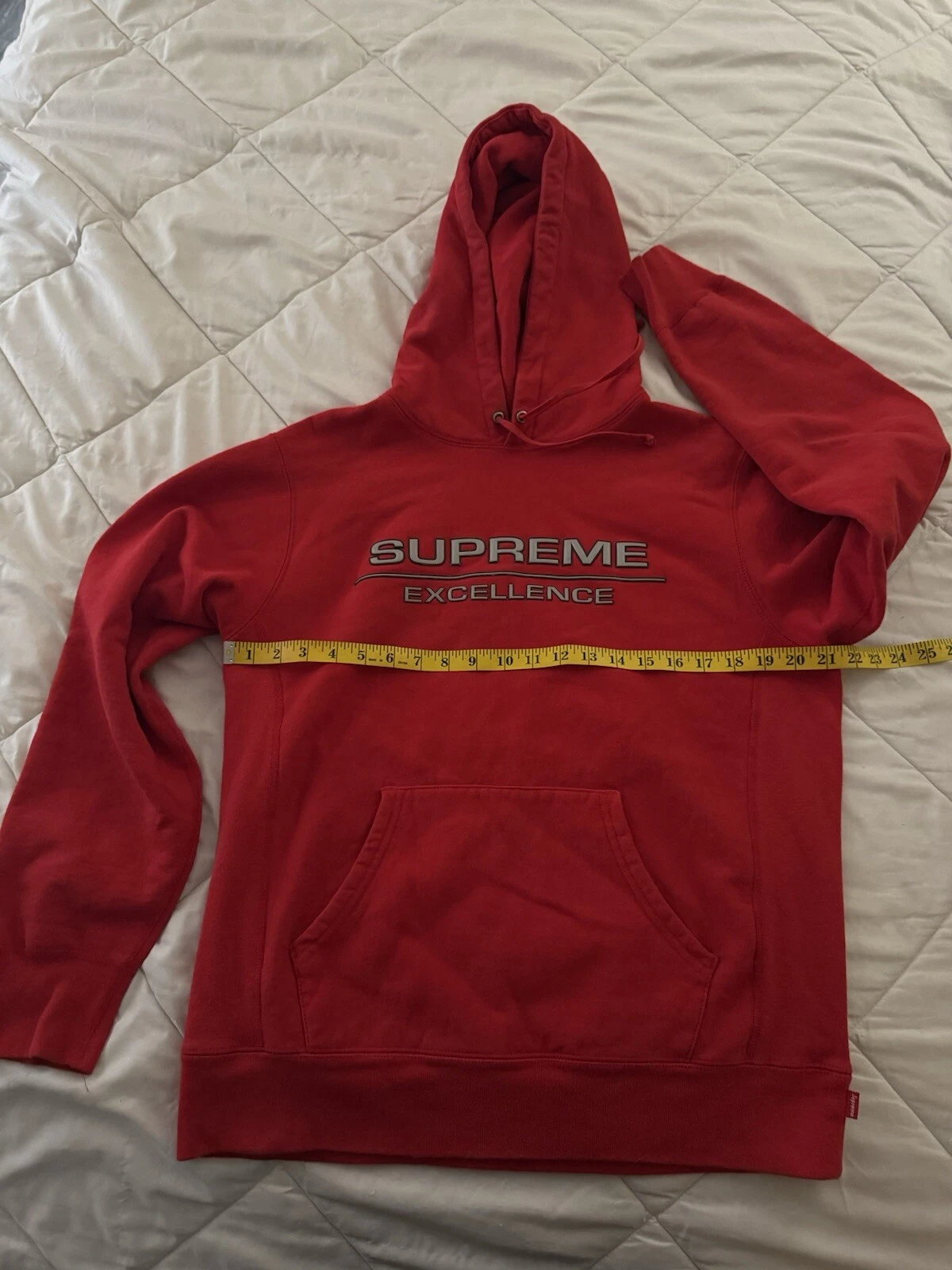 Sweat à capuche rouge logo réfléchissant Supreme Excellence taille moyenne