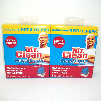 2 Packs of 2 Mr. Clean Magic Eraser Handy Grip Refill Pads Total of 4 Pads