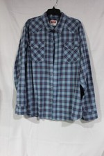 Wrangler Jeans Co Blue Plaid Button Up Long Sleeve Shirt Mens Size 2XL/2XG/2TG
