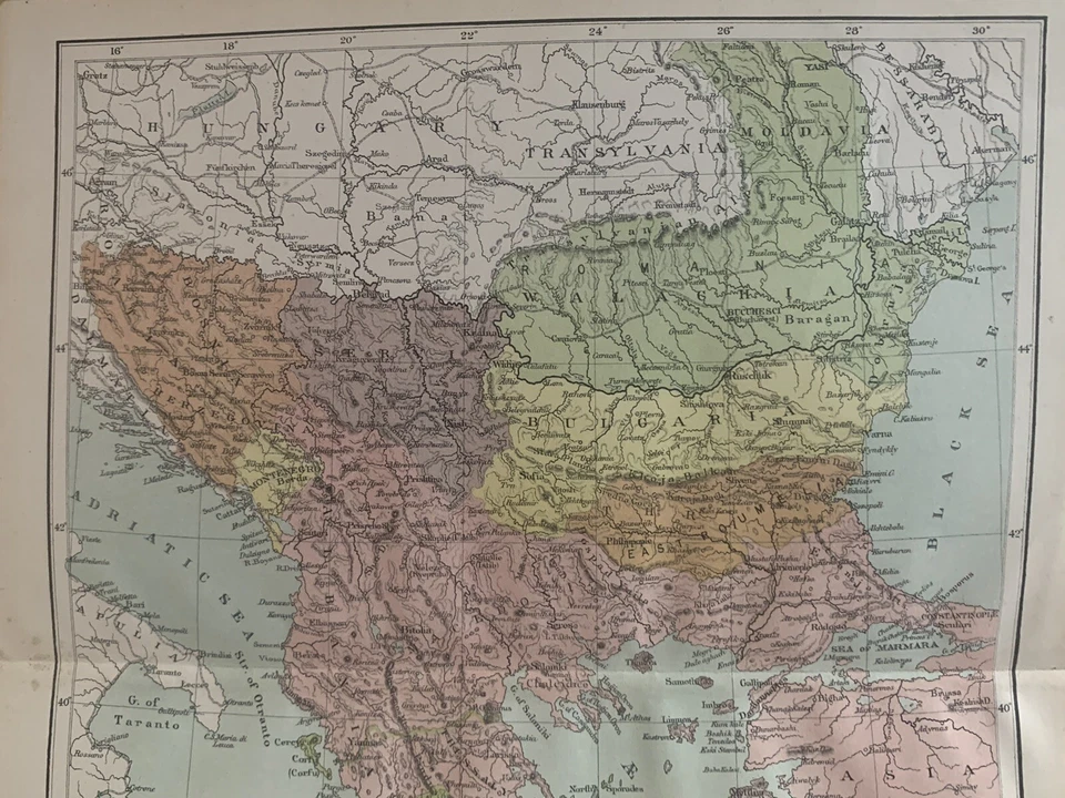 1880 The Balkans, Turkey In Europe Original Antique Map by E.G. Ravenstein - Image 2 of 3