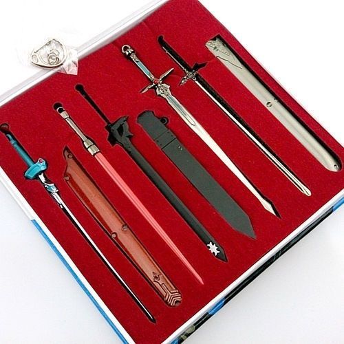 Sword Art Online SAO Kirito Asuna Swords Weapons Pendant 8pcs set