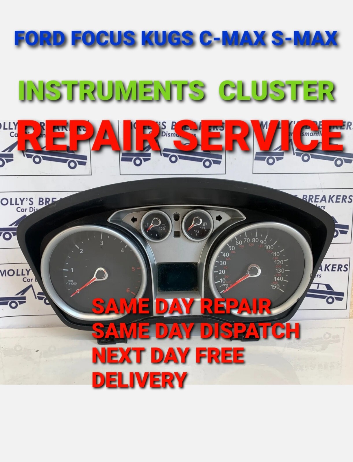 FORD FOCUS CMAX KUGA SMAX INSTRUMENT CLUSTER SPEEDOMETER DASH REPAIR