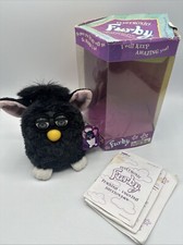 Vintage 1998 Tiger Furby 70-800 Black fur pink ears white feet Tested WORKING