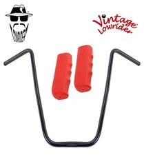 Original Lowrider 20" 22.2 D Handlebar Black Custom 120mm Grips Solid/Red