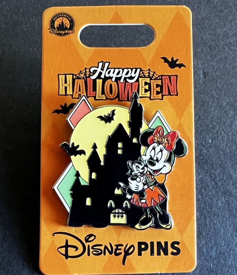 Minnie Holding Figaro Black Castle Silhouette Glow Halloween Disney Pin 189738