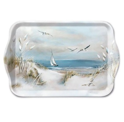Tablett Snack-Tray''Sailing at Sea ''SegelBoot maritim*Meer*Dünen Möwen 13x21 cm
