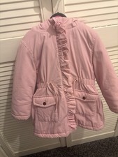 Toddler Girls Pink Coat With Zip, Buttons And Fur Hood