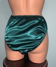 NEW Glossy Satin  Lace XL 8 Hi Cut Bikini Panties Lace Inset at Hip