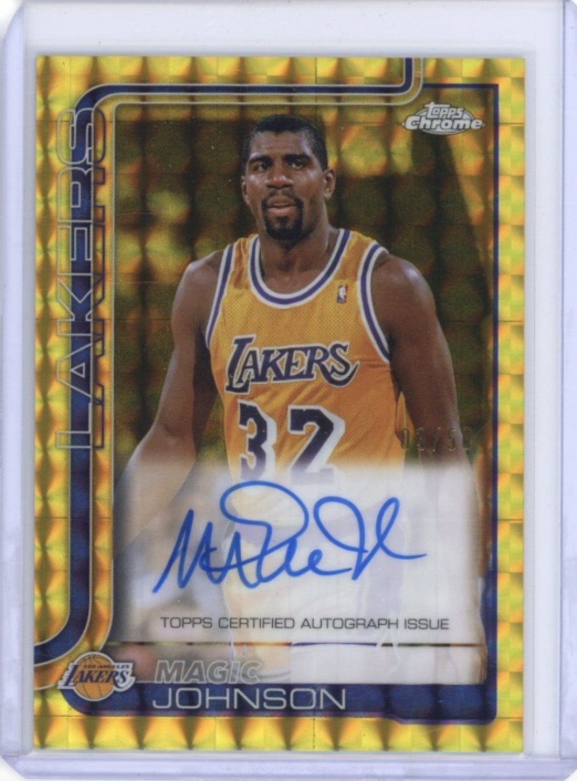 MAGIC JOHNSON 2025-26 TOPPS CHROME #TCA-MJ AUTO GEOMETRIC GOLD REFRACTOR /50