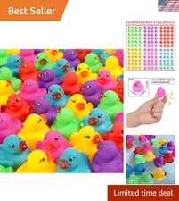 144-Pack Mini Rubber Ducks Set, Mini Colorful Rubber Duckies Bath Toy for Chi...