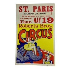 Vintage 1983 Roberts Bros. Circus Poster St. Paris Graham Jr. High 22