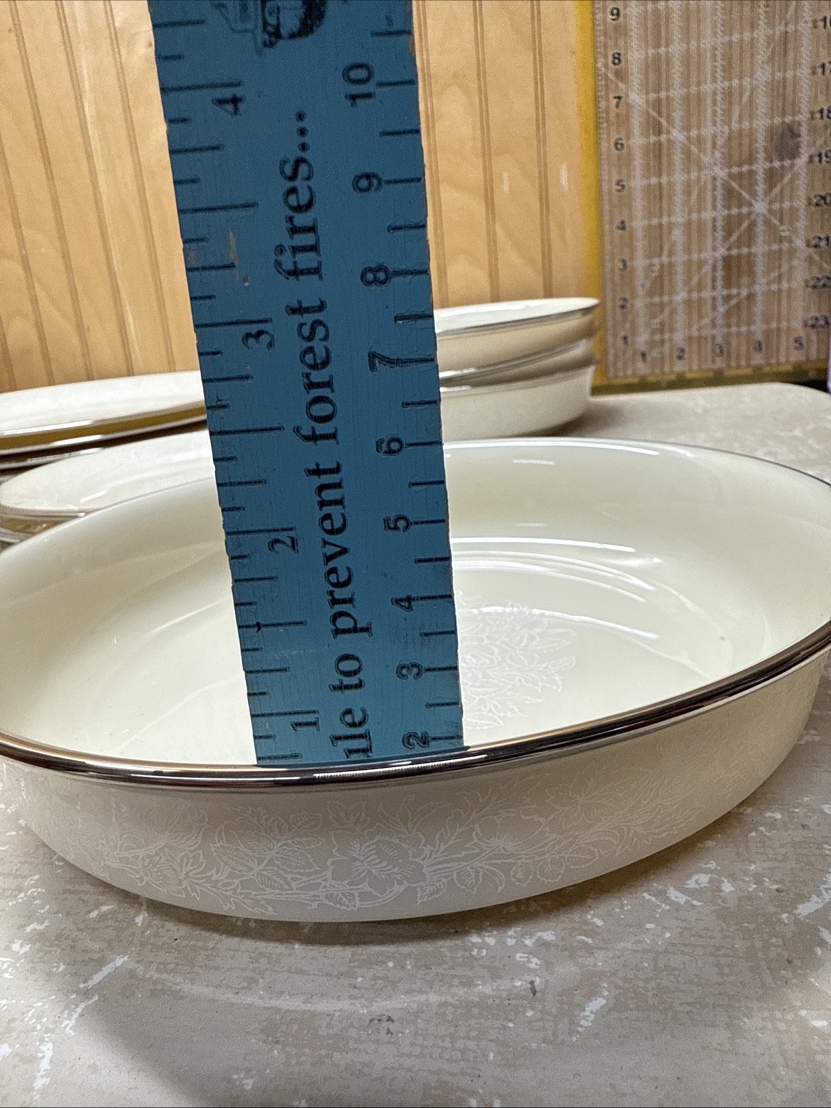 Lenox Moonspun Table Setting For 4 Platinum Silver Rim Ivory Cream VTG