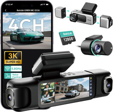 3K 4 Channel Dash Cam, 560  All-Sides View, Front and Rear inside Car Camera wit