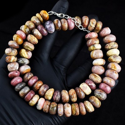 Fabelhafte rosa australische Opal 580, kt brillanteste Perlen Halskette RK 10E740