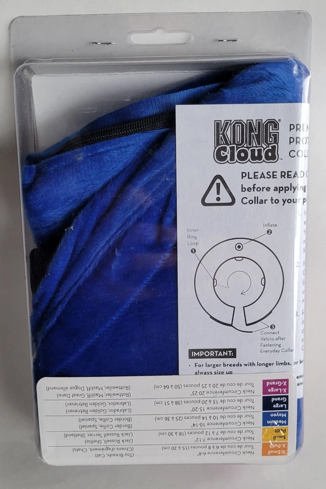 Coleira elétrica grande KONG CLOUD protetora inflável pós cirurgia lesão cachorro 15"-20" - Imagem 2 de 4
