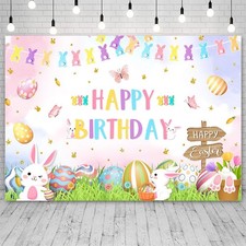 7x5ft Happy Birthday Backdrop Photography Spring Happy Easter Birthday Backgroun