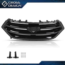 Fits 2015-2018 Ford Edge Front Upper Grille Sport Camera Hole Gloss Black Grill