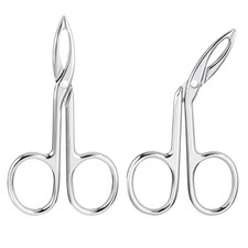 Gjinxi 2Pcs Eyebrow Tweezers Scissor Handle Set, Flat Straight Tip Silver
