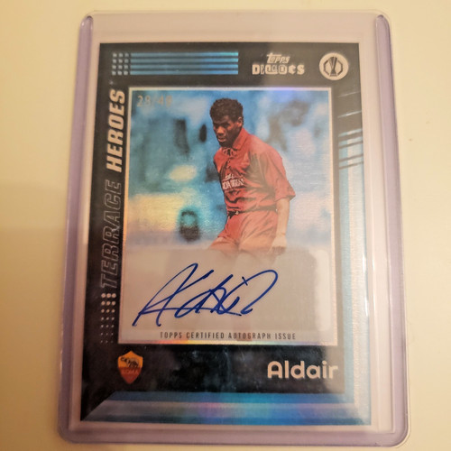 2025 Topps 90s Decades Aldair AS Roma Blue 28/49 Auto Brazil