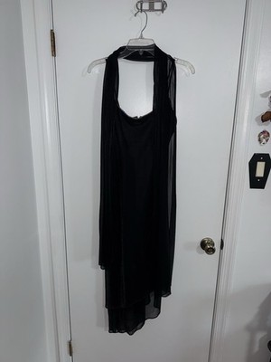 Vintage Ever Beauty Black Rhinestone Asymmetric Slip Dress Size 4 | eBay
