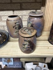 Set (3) Earthy Ceramic Vases Handmade 