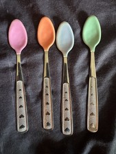 4 Vintage 1996 Munchkin Baby Spoons Multi Colored Stainless Silicone Tip
