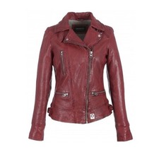 Oakwood Blouson perfecto en cuir bordeaux taille XXL neuf