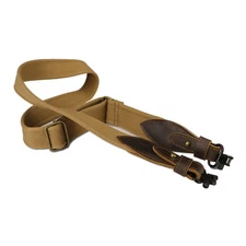 TOURBON Rifle/Shotgun Sling Webbing Strap Leather End+ Pair 1" Mount Swivels Set