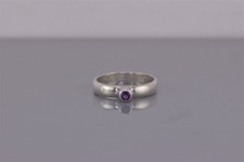 Sterling Silver Tall Raised Bezel Purple Amethyst Band Ring 925 Sz: 7