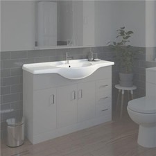 Bathroom WC Basin 1200mm Compact Sink Single Tap Hole White BASIN ONLY