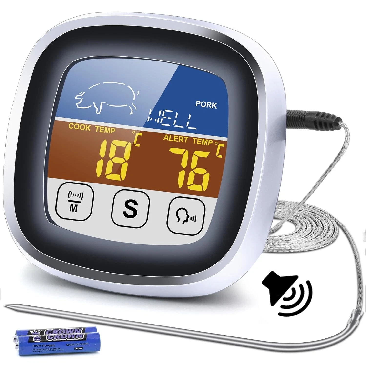 2025 New Upgrade Digital Talking Meat Thermometer W/ Clear Voice Broadcast The